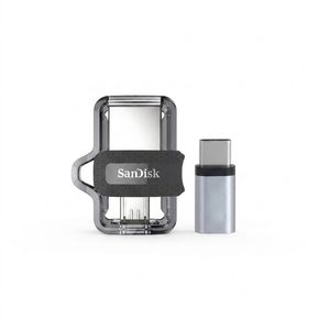 فلش مموری سن دیسک مدل Ultra Dual Drive m3.0 ظرفیت 64 گیگابایت با دو رابط USB Type-A و USB Type-C، سرعت انتقال 130 مگابایت بر ثانیه، استاندارد USB 3.2 Gen1، مناسب انتقال سریع و ایمن فایل بین دستگاه‌های هوشمند