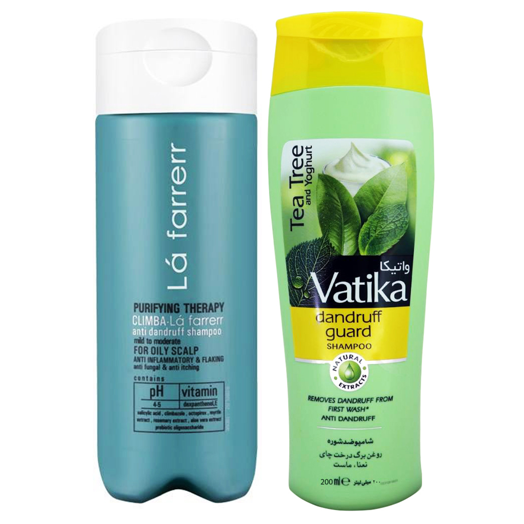 شامپو ضد شوره مو واتیکا مدل Tea Tree حجم 200 میلی لیتر به همراه شامپو ضد شوره لافارر مدل Anti Dandruff حجم 180 میلی لیتر