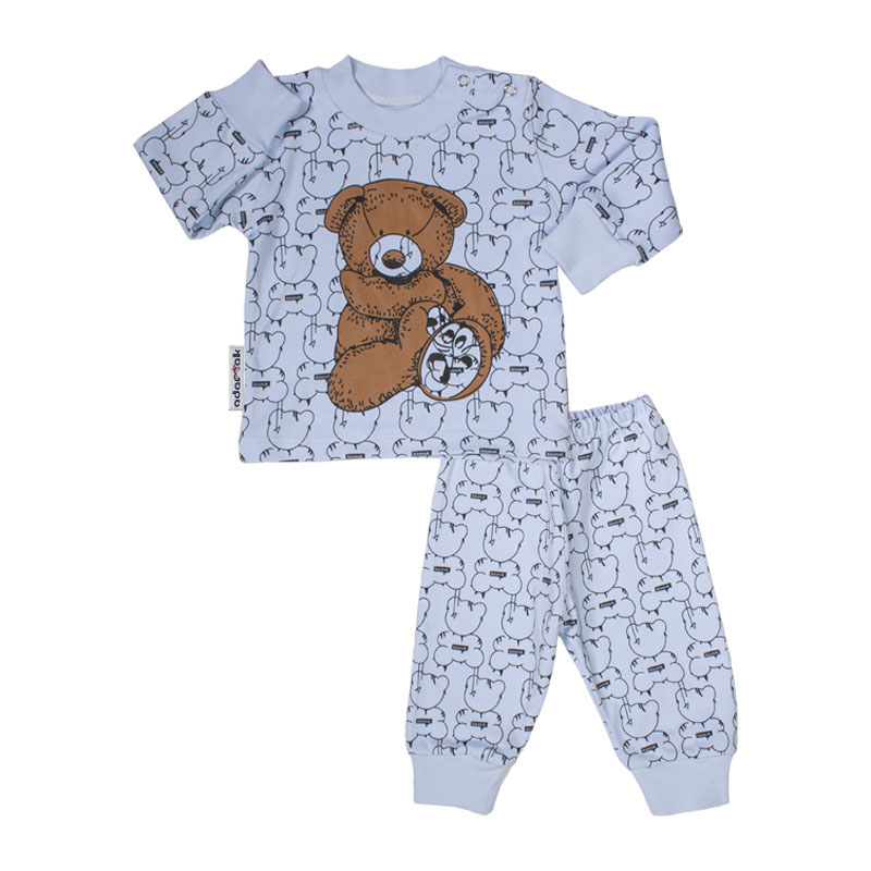 ست تی شرت آستین بلند و شلوار نوزادی آدمک مدل خرس کد 118532 رنگ آبی
