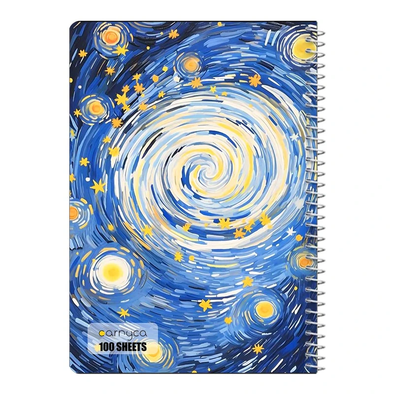 دفتر مشق 100 برگ سیمی کارنیکا طرح شب پرستاره فانتزی ون گوگ Fantasy Starry Night Van Gogh کد 55893