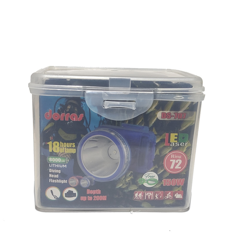 چراغ پیشانی مدل غواصی کد dorras DS-707  رنگ نور مهتابی