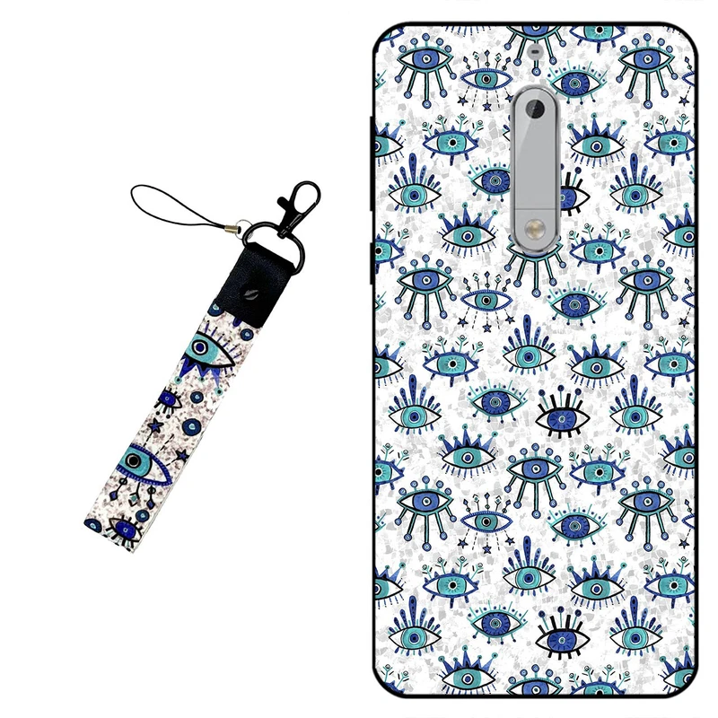کاور مگافون طرح چشم نظر مدل 6464 مناسب برای گوشی موبایل نوکیا 5 به همراه بند مچی 