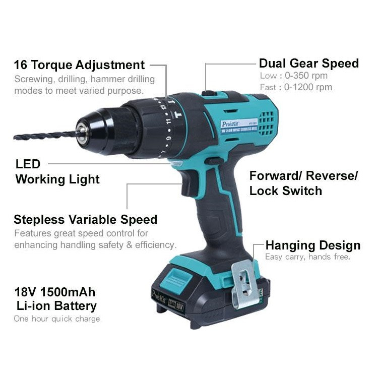 دریل پیچ گوشتی پروسکیت مدل PT-1801F