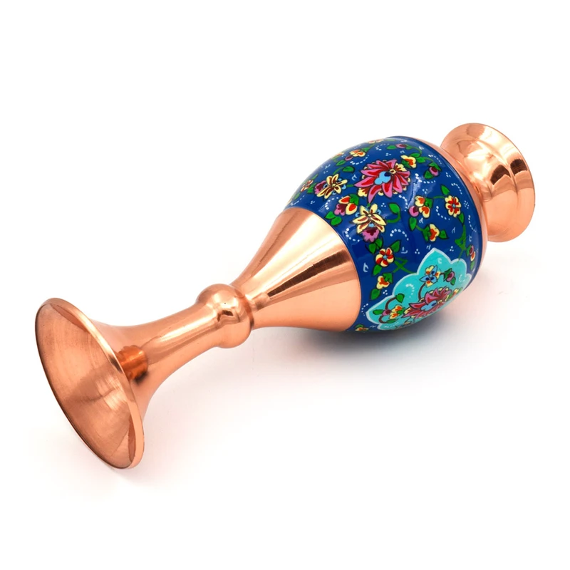 عکس شماره 7 : ست شکلات خوری و گلدان میناکاری مسی طرح پرداز کد 25 مجموعه 3 عددی