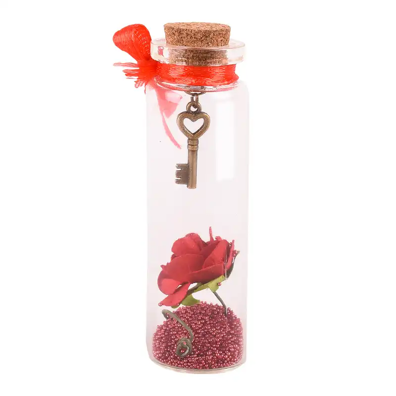 بطری دکوری طرح گل و کلید مدل 01-01