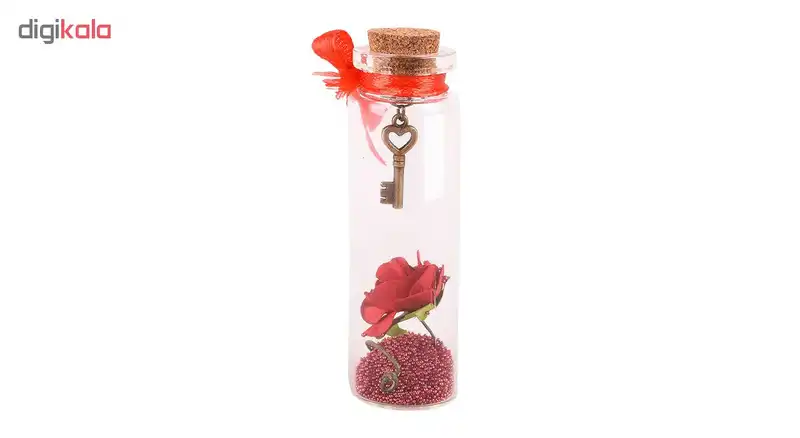 بطری دکوری طرح گل و کلید مدل 01-01