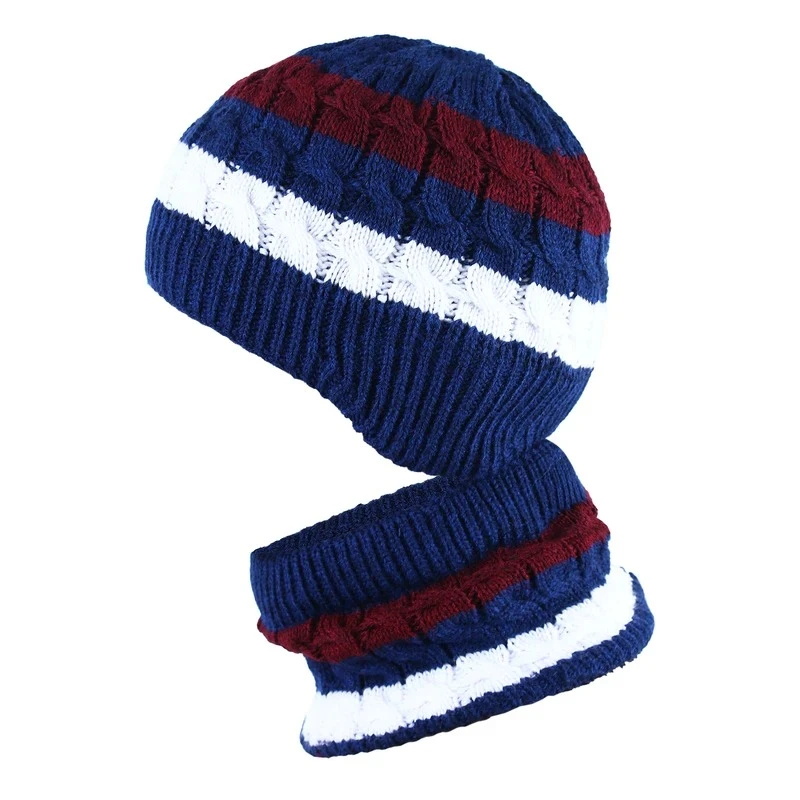 ست کلاه و شال گردن بافتنی بچگانه مدل گوشدار کد 0013