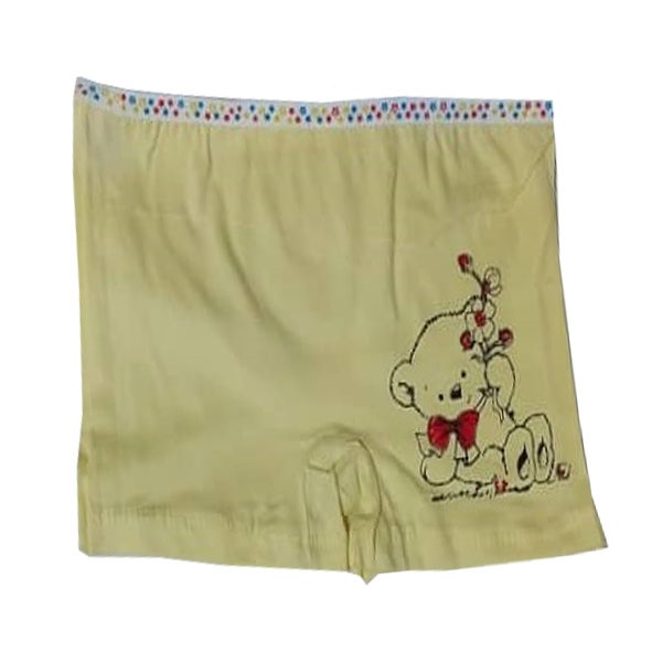 شورت دخترانه طرح خرسی رنگ زرد