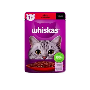 پوچ گربه ویسکاس مدل گوشت گاو و بره در سس وزن 85 گرم 