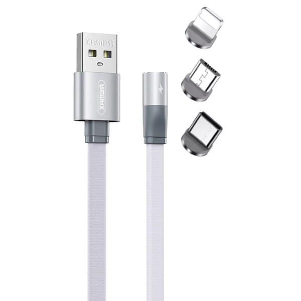 کابل تبدیل مغناطیسی USB به USB-C/microUSB/لایتنینگ ریمکس مدل Click&Charge طول 1 متر