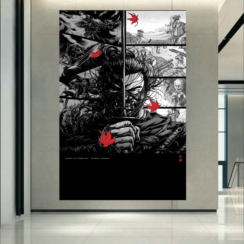پوستر طرح انیمه سامورایی مدل Ghost of Tsushima کد AR16600