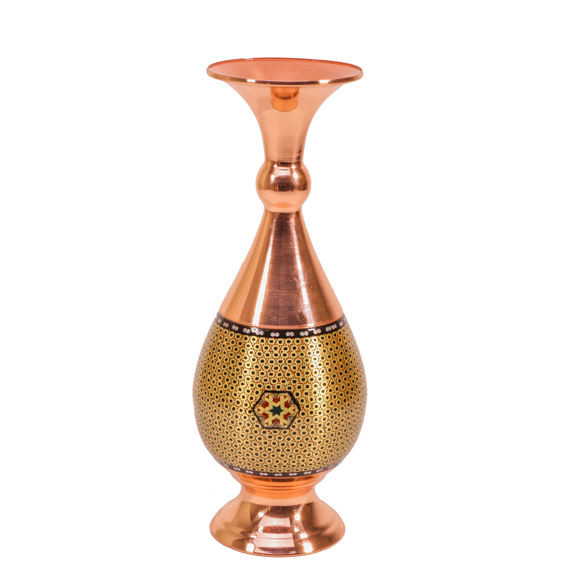 گلدان مسی و خاتم کاری گالری گوهران کد 162