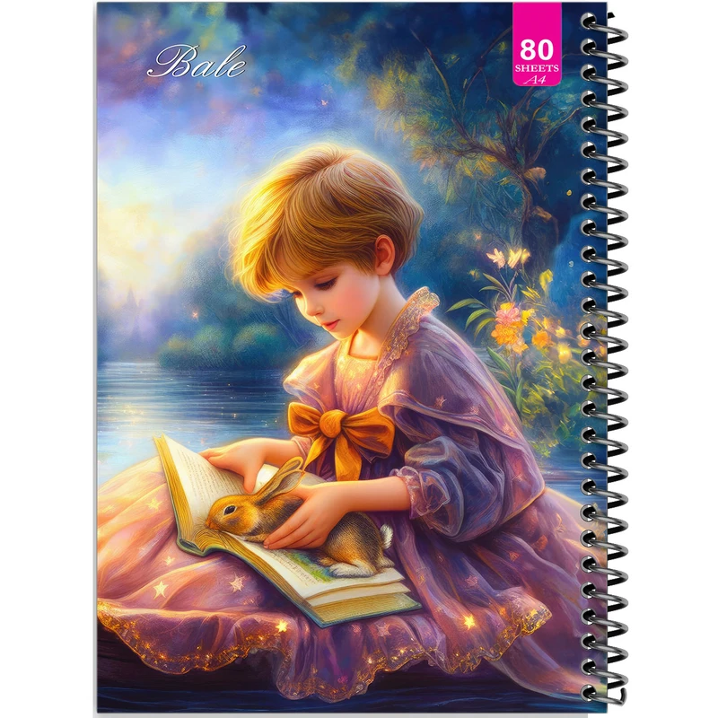 دفتر نقاشی 80 برگ بله مدل رحلی طرح فانتزی دخترانه کد A4-M65