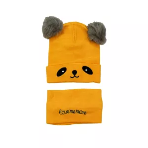 ست کلاه و شال گردن بافتنی نوزادی مدل pom bear-Y