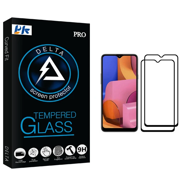 محافظ صفحه نمایش پی کی مدل Delta Glass مناسب برای گوشی موبایل سامسونگ Galaxy A20s بسته دو عددی