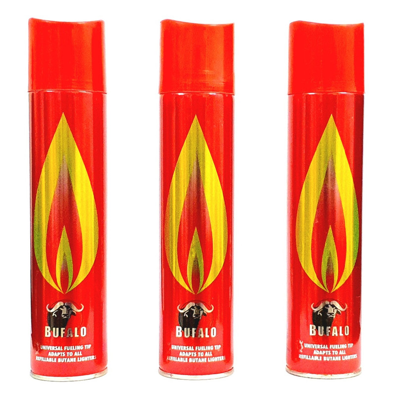 کپسول گاز فندک بوفالو مدل 3ml حجم 300 میلی لیتر مجموعه 3 عددی