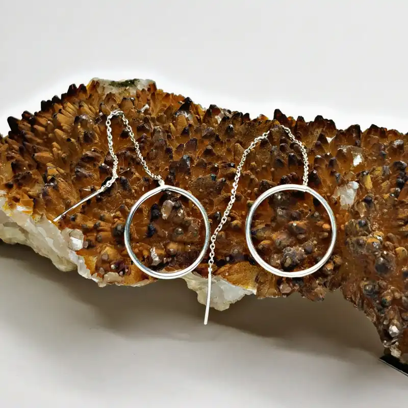 گوشواره نقره زنانه مدل بخیه رینگ کد Go11