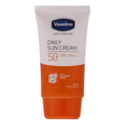 کرم ضدآفتاب بی‌رنگ وازلین +SPF50 مدل دیلی سان مناسب انواع پوست، حجم 50 میلی‌لیتر