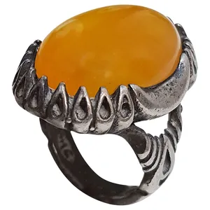 انگشتر نقره مردانه مدل عقیق یمانی AY2116