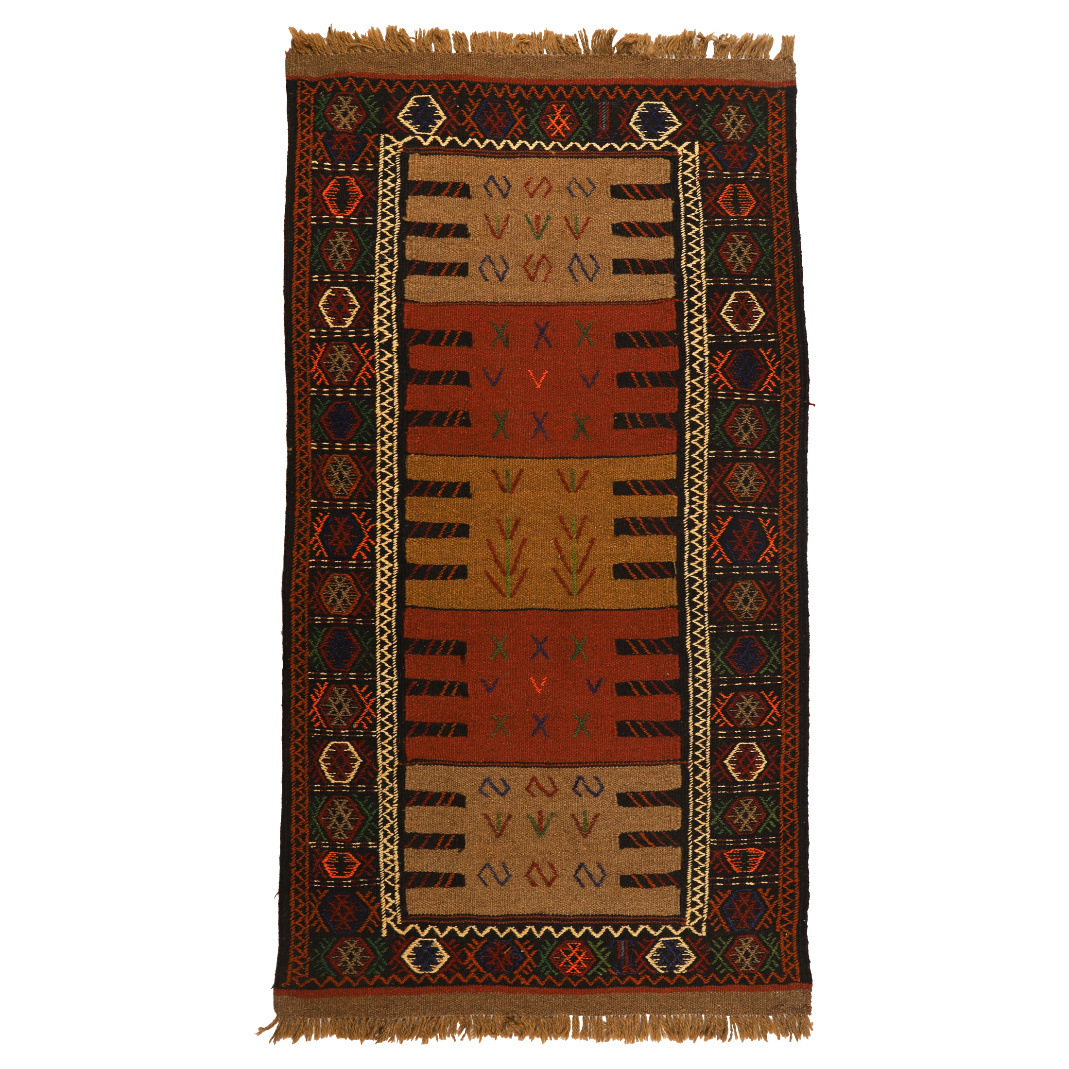 گلیم دستبافت دومتری طرح سفره کردی کد 140422