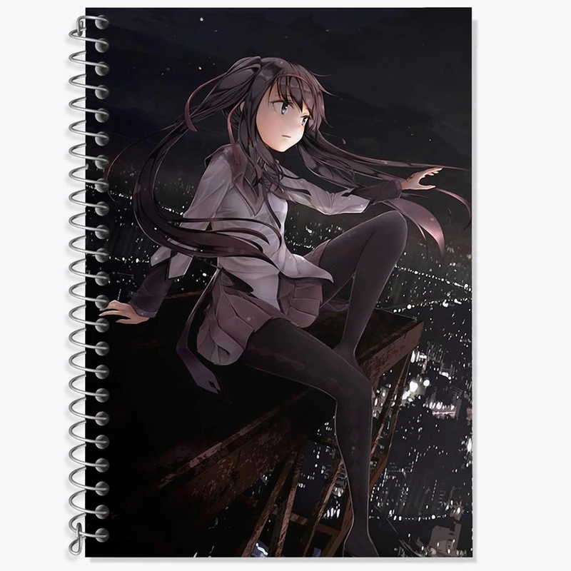 دفتر زبان 50 برگ خندالو مدل سه خط طرح همورا اکامی انیمه مادوکا مجیکا Madoka Magica کد 18398