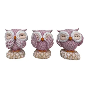 مجسمه مدل جغد کر و کور و لال مجموعه 3 عددی