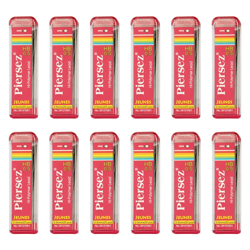 نوک مداد نوکی HB پییرسز کد PZB0121 مدل ژینس قطر 0.5 میلی متر بسته 12 عددی