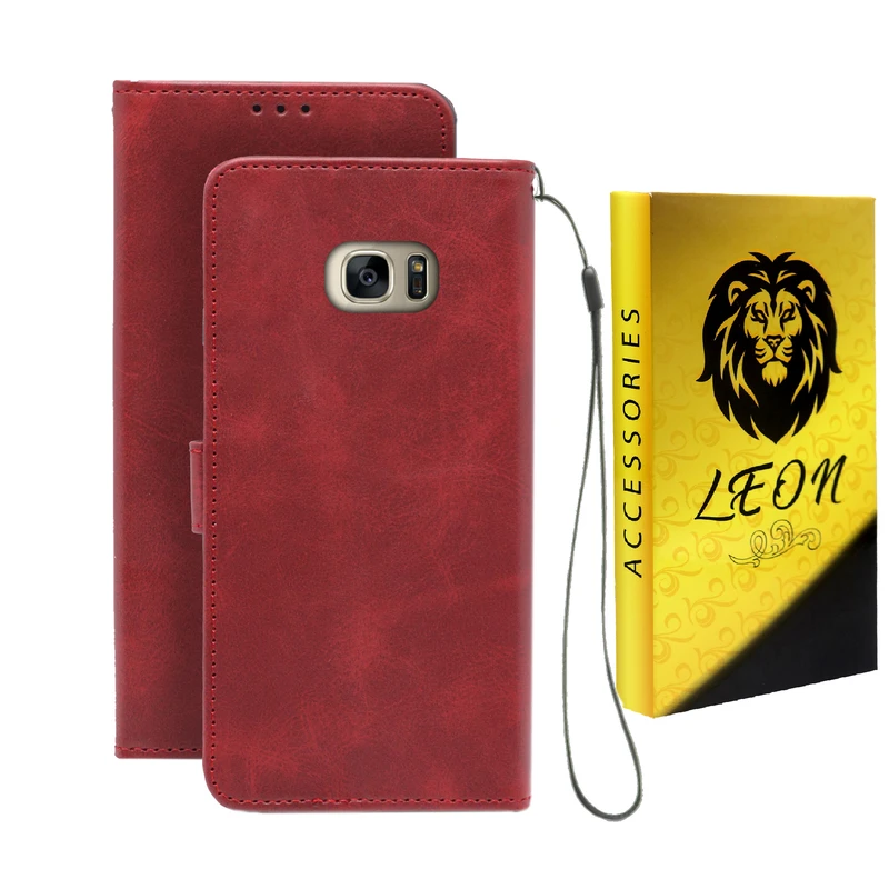 کیف کلاسوری لئون مدل Scusa Oro مناسب برای گوشی موبایل سامسونگ Galaxy S7 به همراه بند آویز