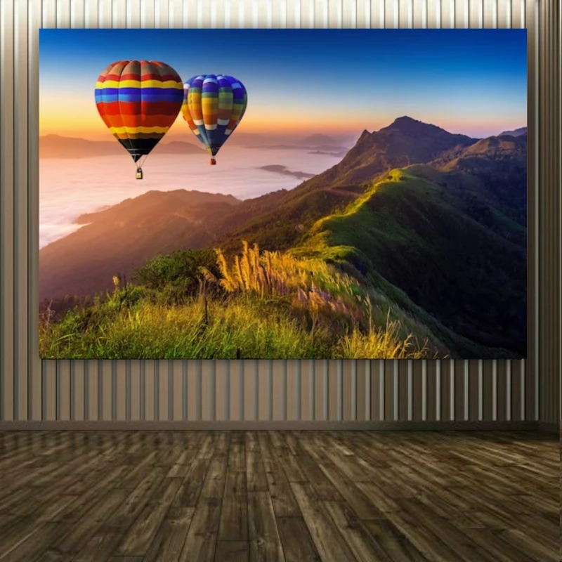 پوستر دیواری طرح طبیعت مدل کوه و بالن کد FP10211