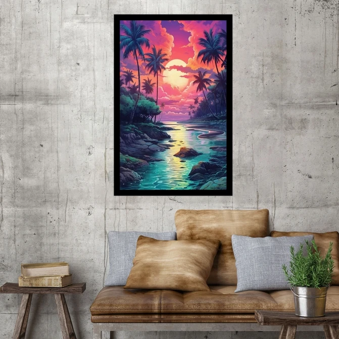 تابلو نوری بکلیت طرح منظره طبیعت و غروب مدل B-MID-18073