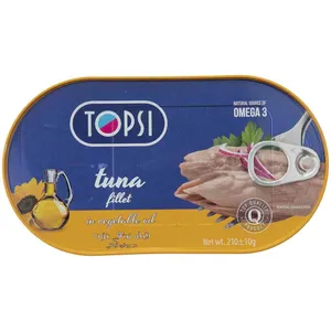 فیله ماهی تون در روغن گیاهی تاپسی مقدار 210 گرم