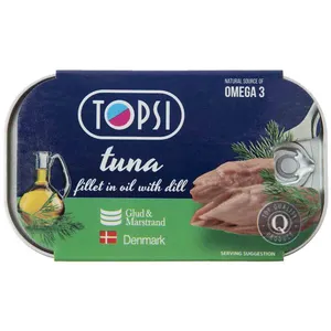 فیله ماهی تن در روغن گیاهی و شوید تاپسی -120 گرم