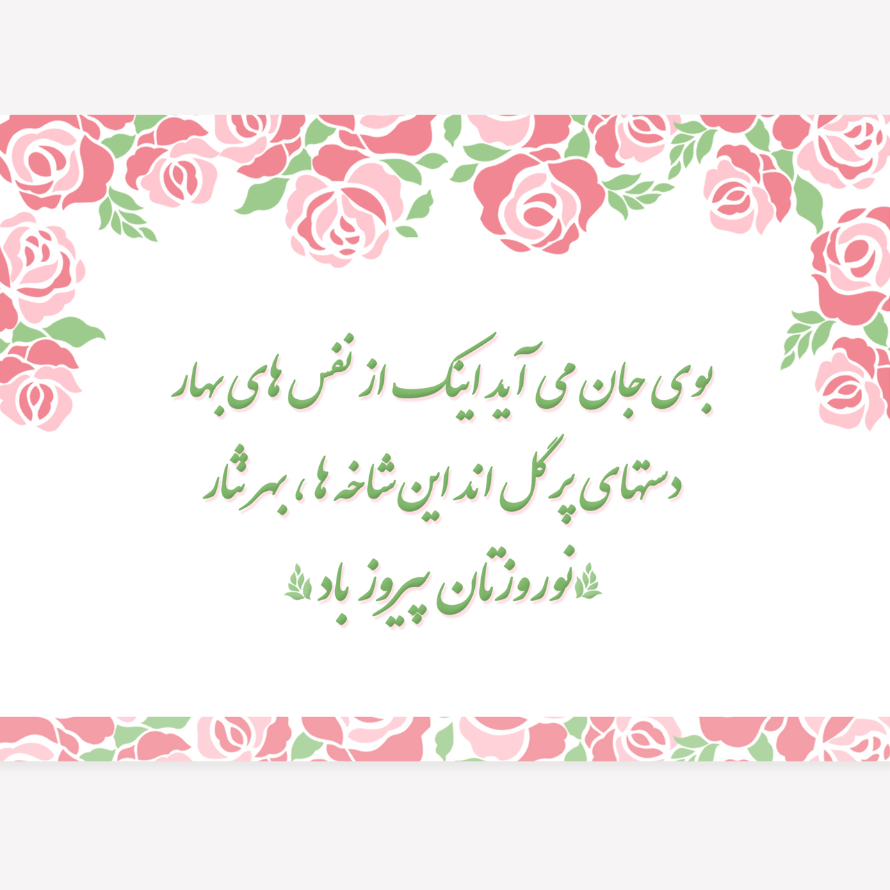 کارت پستال طرح نوروزی رزهای بهاری کد 01FLOWER سایز 13*18 سانتی متر