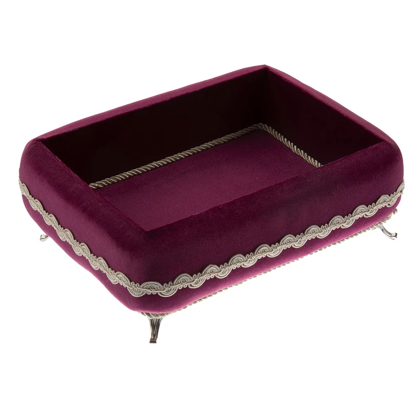 جعبه لوازم ارایش و طلای پارچه ای مخمل دست ساز مستطیل