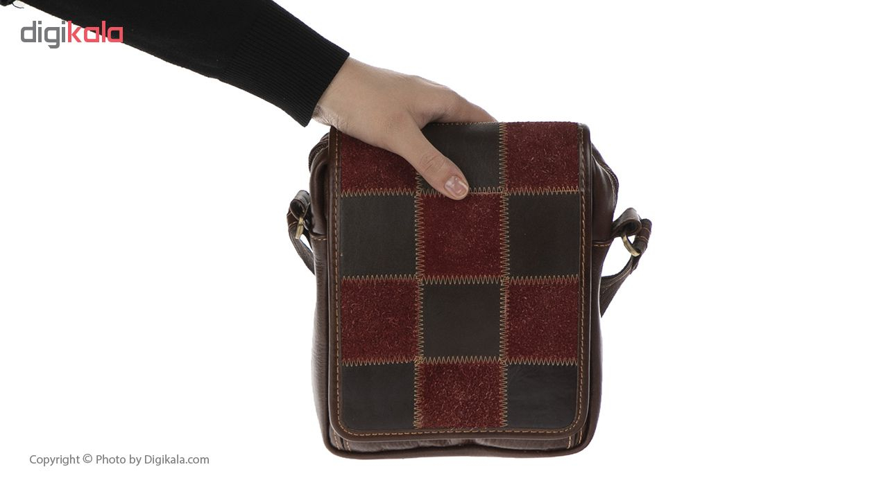 کیف دوشی چرم مدل چهارخانه