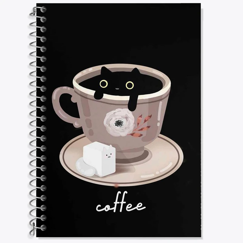 دفتر زبان 50 برگ خندالو مدل دو خط طرح کافی شاپ قهوه کد 27514