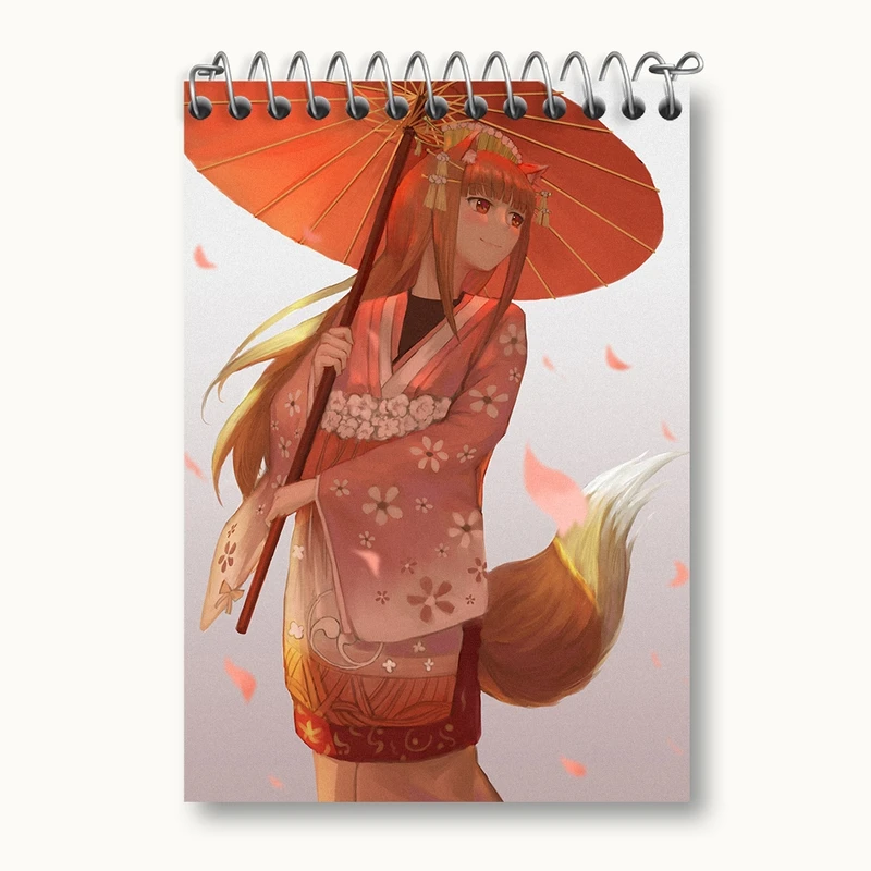 دفتر یادداشت 50 برگ خندالو مدل هولو انیمه ادویه و گرگ کد 36104