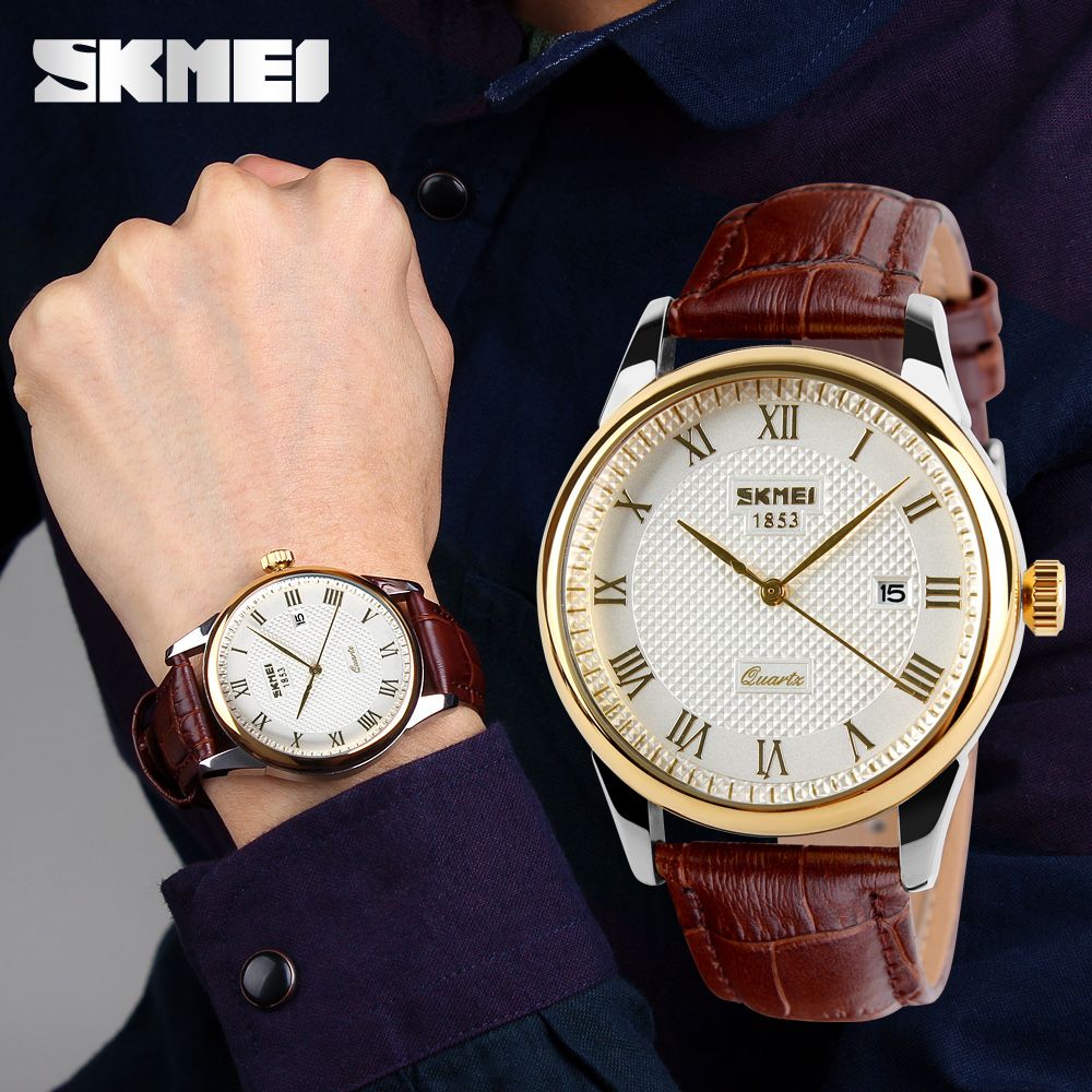 ست ساعت مچی عقربه ای زنانه و مردانه اسکمی مدل 9058G -  - 3