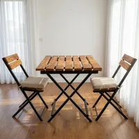 میز و صندلی ناهارخوری دو نفره مدل  تاشو چوبی کد 8060