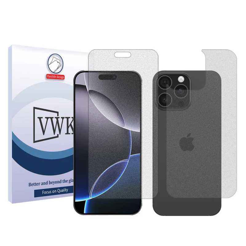 محافظ صفحه نمایش مات وی دبلیو کی مدل Tough مناسب برای گوشی موبایل اپل  iPhone 16 Pro به همراه محافظ پشت گوشی