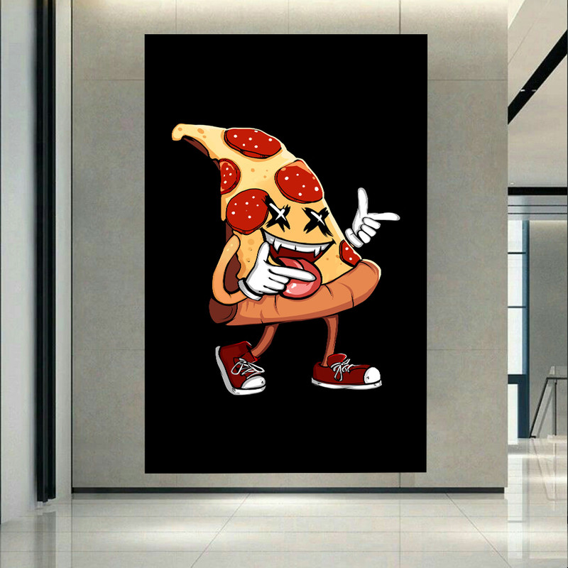  پوستر دیواری طرح فست فود مدل پیتزا کارتونی کد AR10707