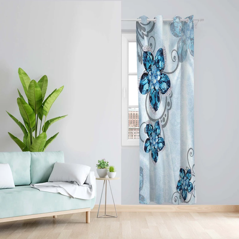 پرده طرح نگین مدل مخمل پانچی کد 5571L z سایز 140x200 سانتی متر