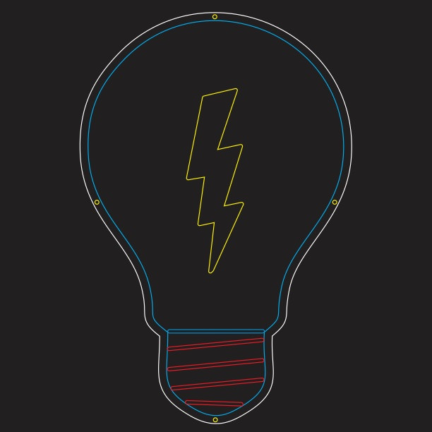 چراغ دیواری مدل نئون پلکسی طرح لامپ