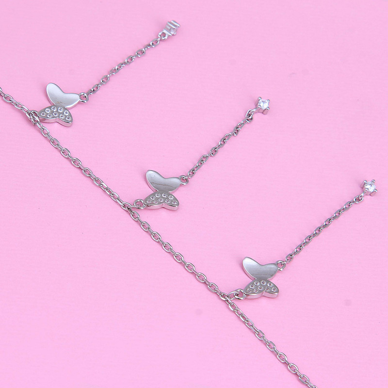 پابند نقره زنانه بازرگانی میلادی مدل پروانه  کد DP_591