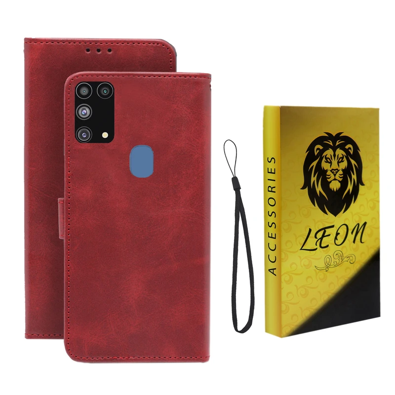 کیف کلاسوری لئون مدل Scusa Oro مناسب برای گوشی موبایل سامسونگ Galaxy M31 به همراه بند آویز