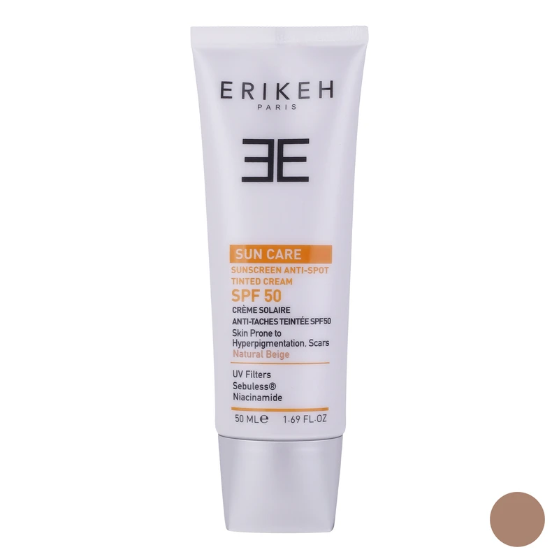کرم ضد آفتاب رنگی اریکه SPF50 مدل Anti-Spot مناسب انواع پوست حجم 50 میلی‌لیتر