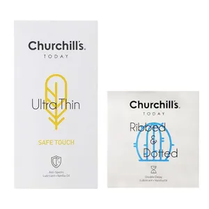 کاندوم چرچیلز مدل Safe Touch بسته 12 عددی به همراه کاندوم چرچیلز مدل شیاردار و خاردار بسته 3 عددی