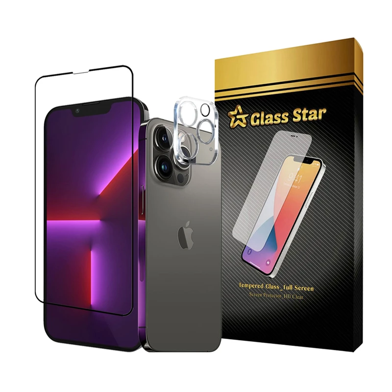 محافظ صفحه نمایش گلس استار مدل MFUL3DGS مناسب برای گوشی موبایل اپل iPhone 13 Pro Max به همراه محافظ لنز دوربین