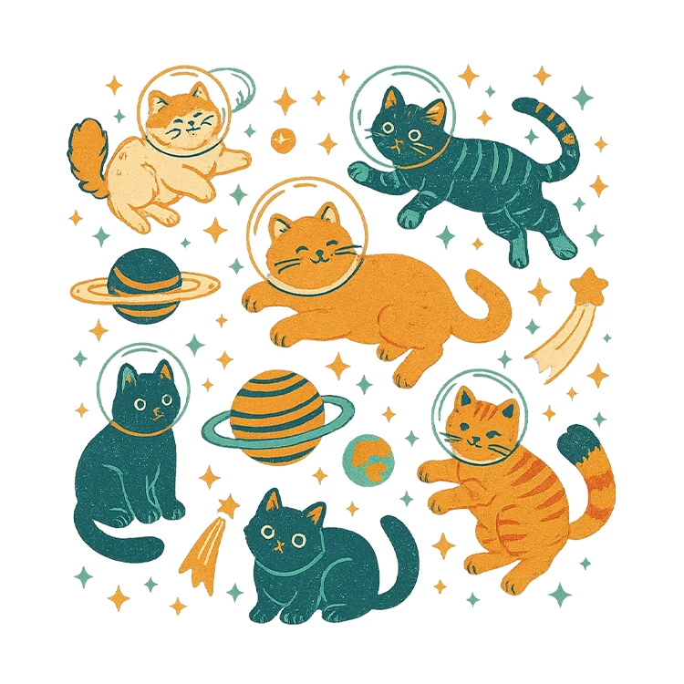 استیکر پارچه و لباس پاد آفرین مدل گربه کیوت فانتزی بامزه کارتونی کد S2775