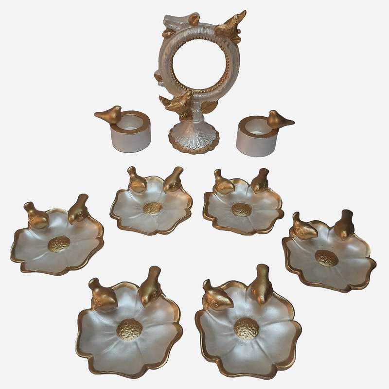 مجموعه ظروف هفت سین 9 پارچه طرح گنجشک